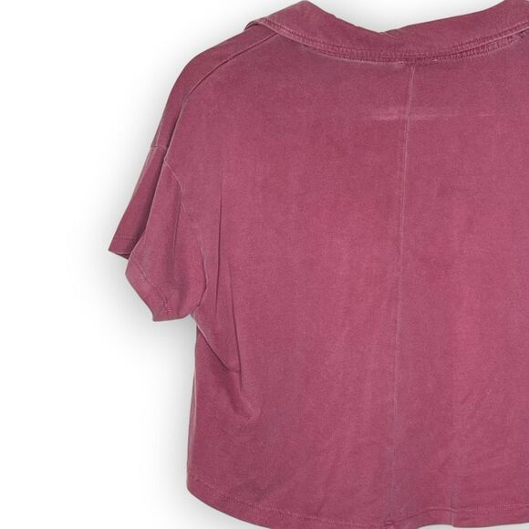 Cotton On Cropped Polo Collared Shirt Top Blouse Pink Red Women’s Size Small - Picture 6 of 10